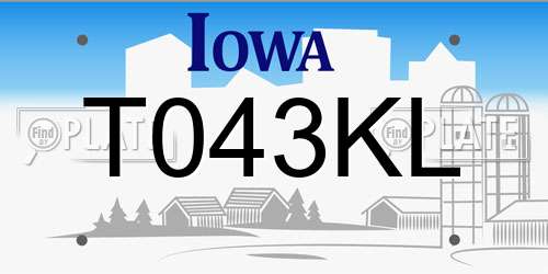 T043KL Iowa License Plate