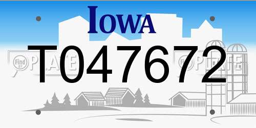 T047672 Iowa License Plate