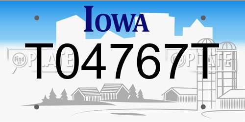 T04767T Iowa License Plate