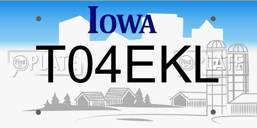 T04EKL Iowa License Plate
