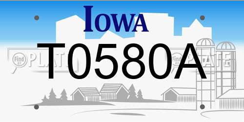 T0580A Iowa License Plate