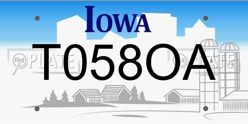 T058OA Iowa License Plate