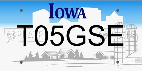 T05GSE Iowa License Plate