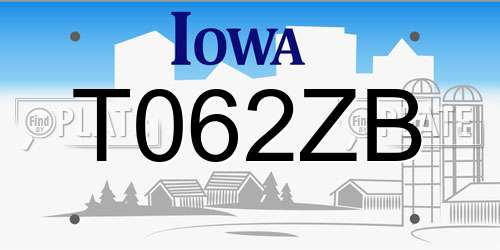 T062ZB Iowa License Plate