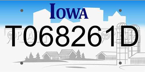T068261D Iowa License Plate