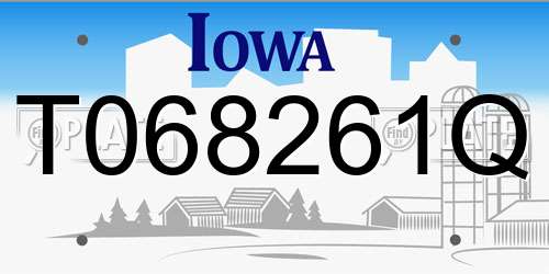 T068261Q Iowa License Plate
