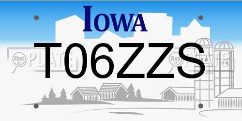 T06ZZS Iowa License Plate