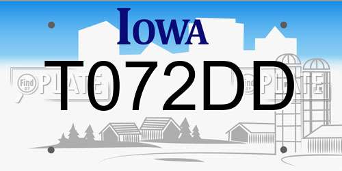 T072DD Iowa License Plate