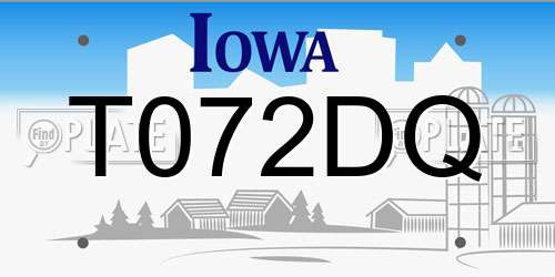T072DQ Iowa License Plate