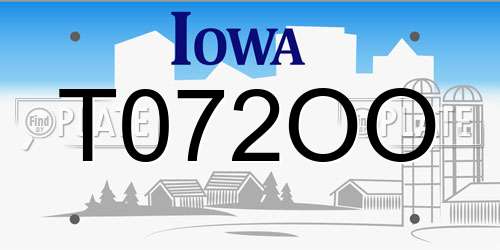 T072OO Iowa License Plate