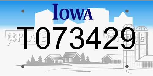 T073429 Iowa License Plate