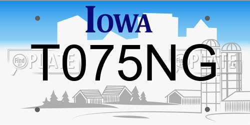 T075NG Iowa License Plate