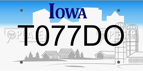 T077DO Iowa License Plate