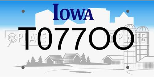 T077OO Iowa License Plate