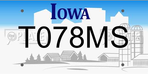T078MS Iowa License Plate