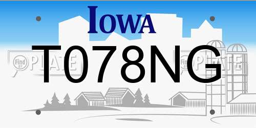 T078NG Iowa License Plate