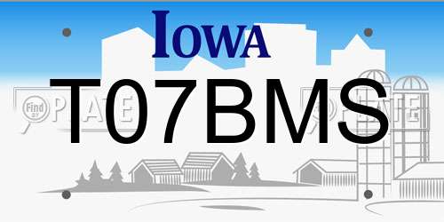 T07BMS Iowa License Plate