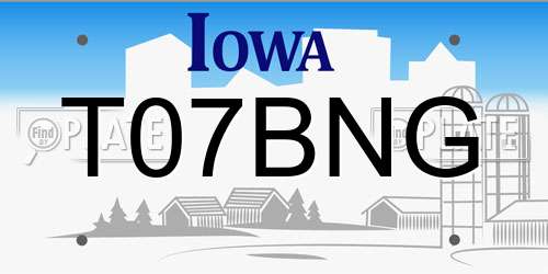 T07BNG Iowa License Plate