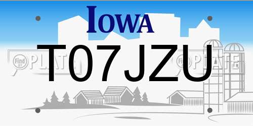 T07JZU Iowa License Plate
