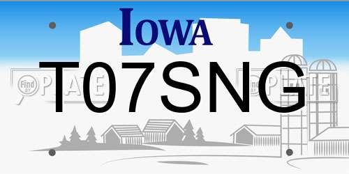 T07SNG Iowa License Plate