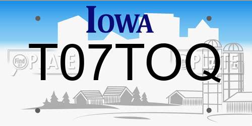 T07TOQ Iowa License Plate