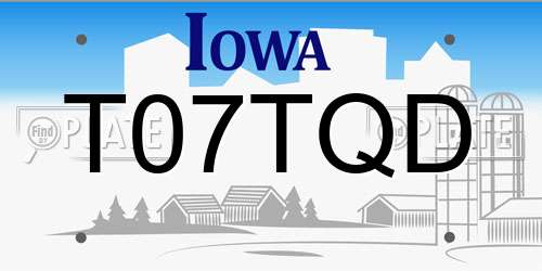 T07TQD Iowa License Plate
