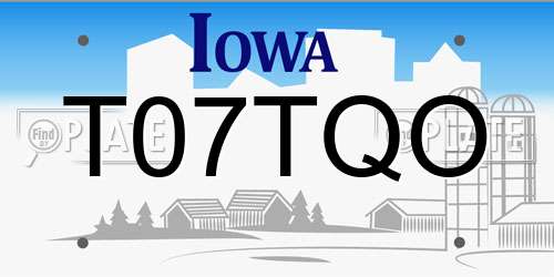 T07TQO Iowa License Plate