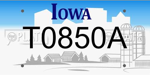 T0850A Iowa License Plate