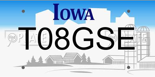 T08GSE Iowa License Plate