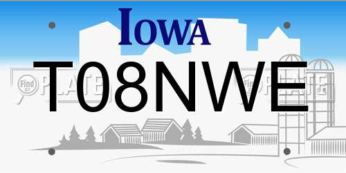 T08NWE Iowa License Plate
