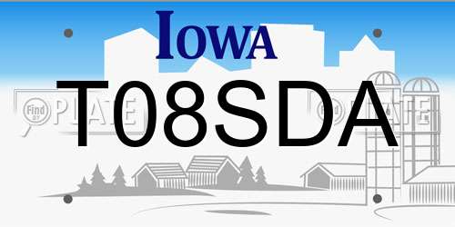 T08SDA Iowa License Plate