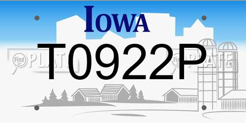 T0922P Iowa License Plate