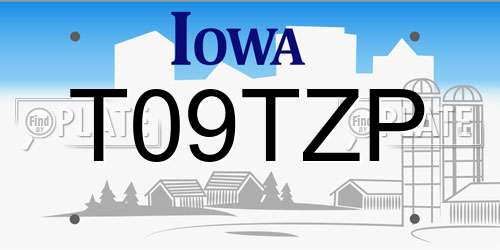 T09TZP Iowa License Plate