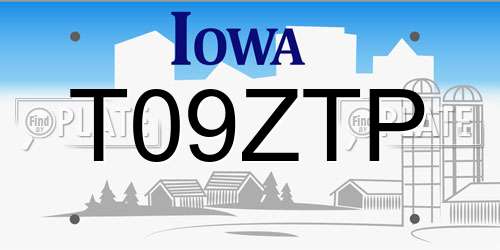 T09ZTP Iowa License Plate