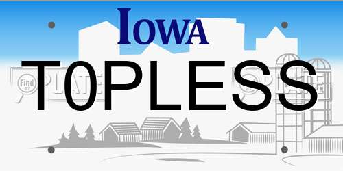 T0PLESS Iowa License Plate