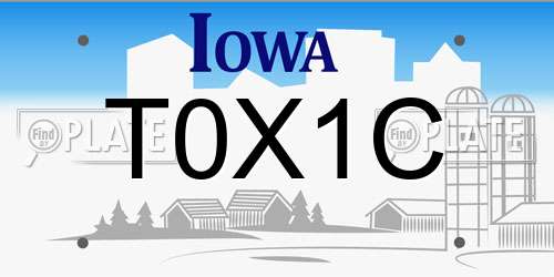 T0X1C Iowa License Plate