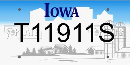 T11911S Iowa License Plate