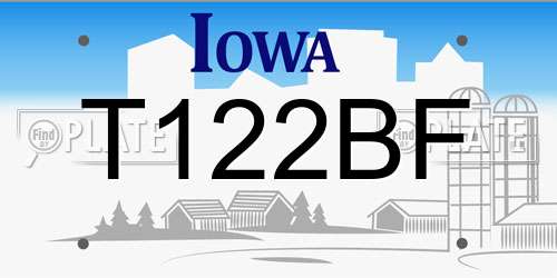 T122BF Iowa License Plate