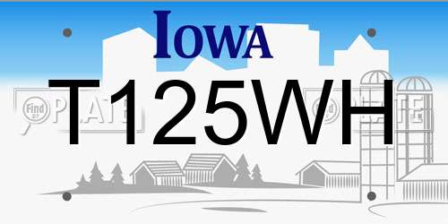T125WH Iowa License Plate