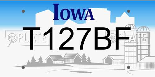 T127BF Iowa License Plate