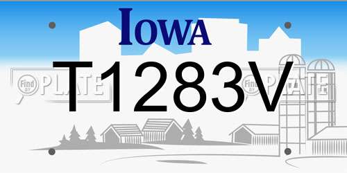 T1283V Iowa License Plate