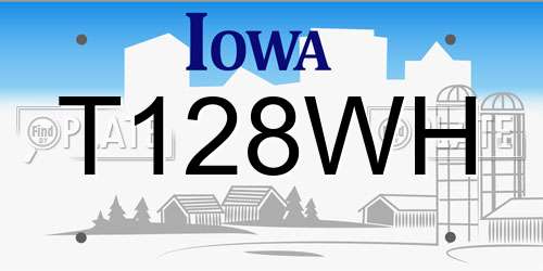 T128WH Iowa License Plate