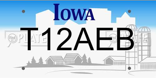 T12AEB Iowa License Plate