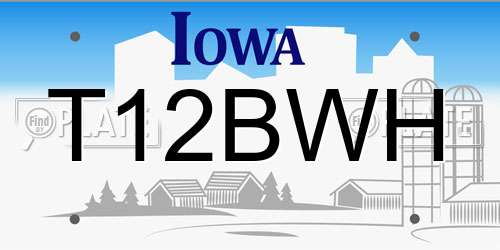 T12BWH Iowa License Plate