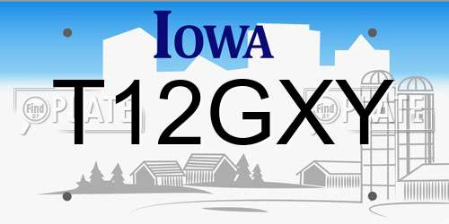 T12GXY Iowa License Plate