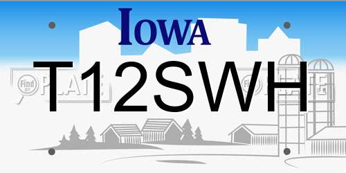 T12SWH Iowa License Plate