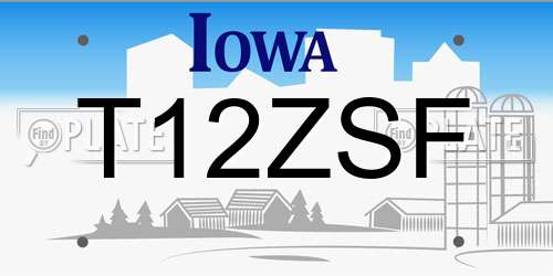 T12ZSF Iowa License Plate