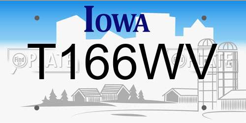 T166WV Iowa License Plate