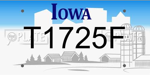 T1725F Iowa License Plate