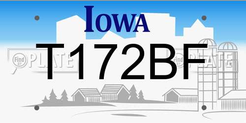 T172BF Iowa License Plate